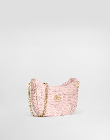 Taška cez rameno Dolce & Gabbana Dolce & Gabbana DG Girlie Crochet Raffia Shoulder Bag Ružová | EB0262AX32180400, 2