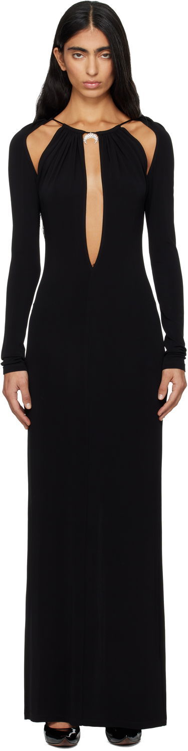 Šaty Marine Serre Marine Serre Draped Jersey Long Sleeve Maxi Dress Čierna | WDR410ACJER0082, 0