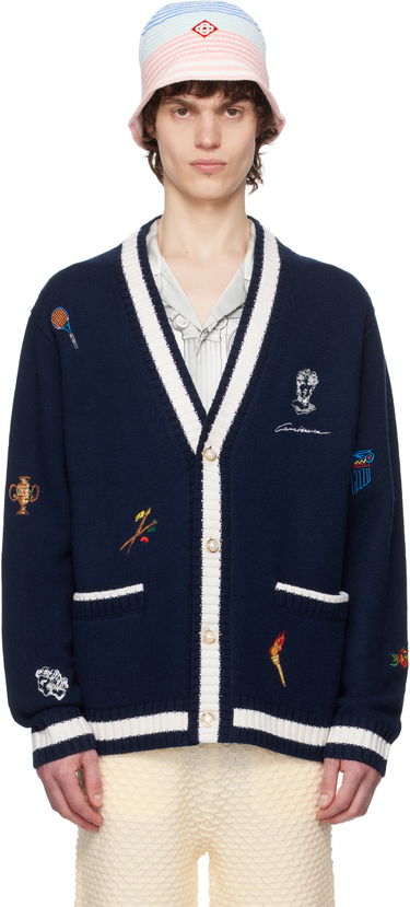 Sveter Casablanca Casablanca Cashmere Embroidered Cardigan Navy | U-MPS25-KW-861-01, 0