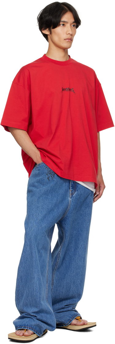 Tričko VETEMENTS VETEMENTS Metal Logo Regular Fit T-Shirt Červená | UH76TR600R, 3