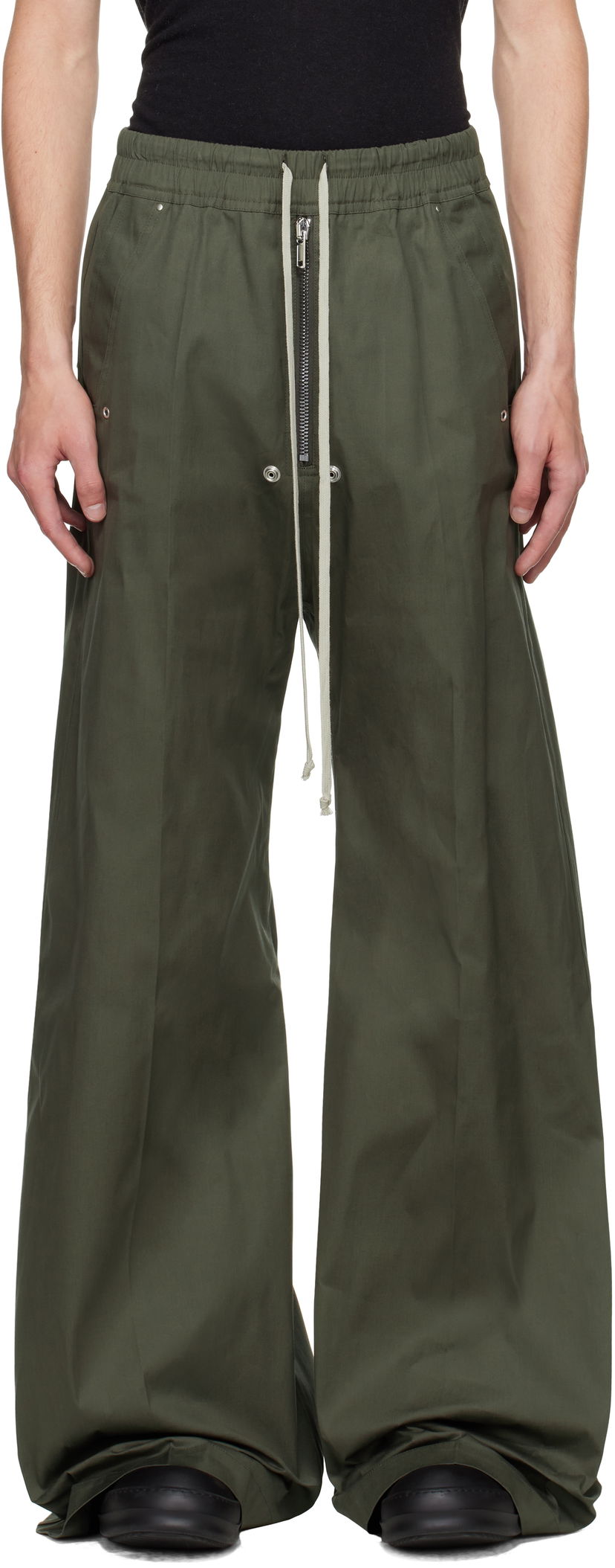 Nohavice Rick Owens Rick Owens Concordians Wide Bela Trousers Zelené | RU02E1366 TE
