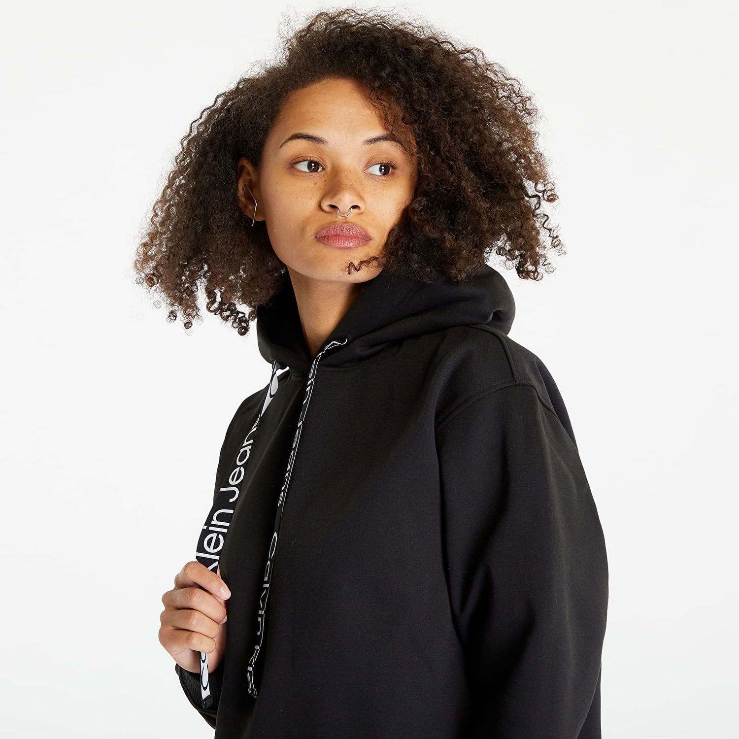 Mikina CALVIN KLEIN Oversized Logo Tape Hoodie Čierna | J20J221942 BEH, 1
