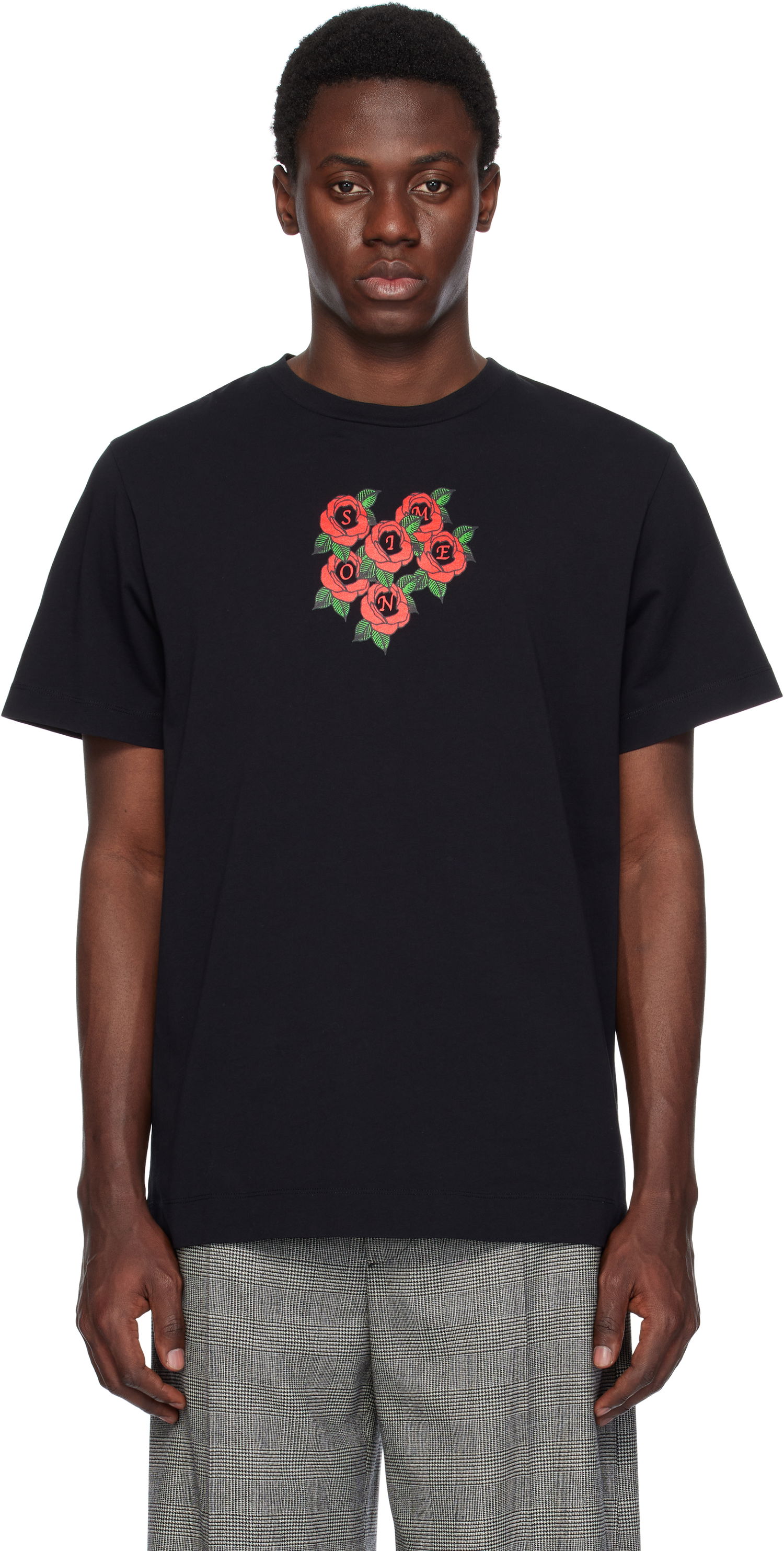 Tričko Simone Rocha Simone Rocha Cluster Rose Logo Print T-Shirt Čierna | 5195P36P37-M 0569, 0