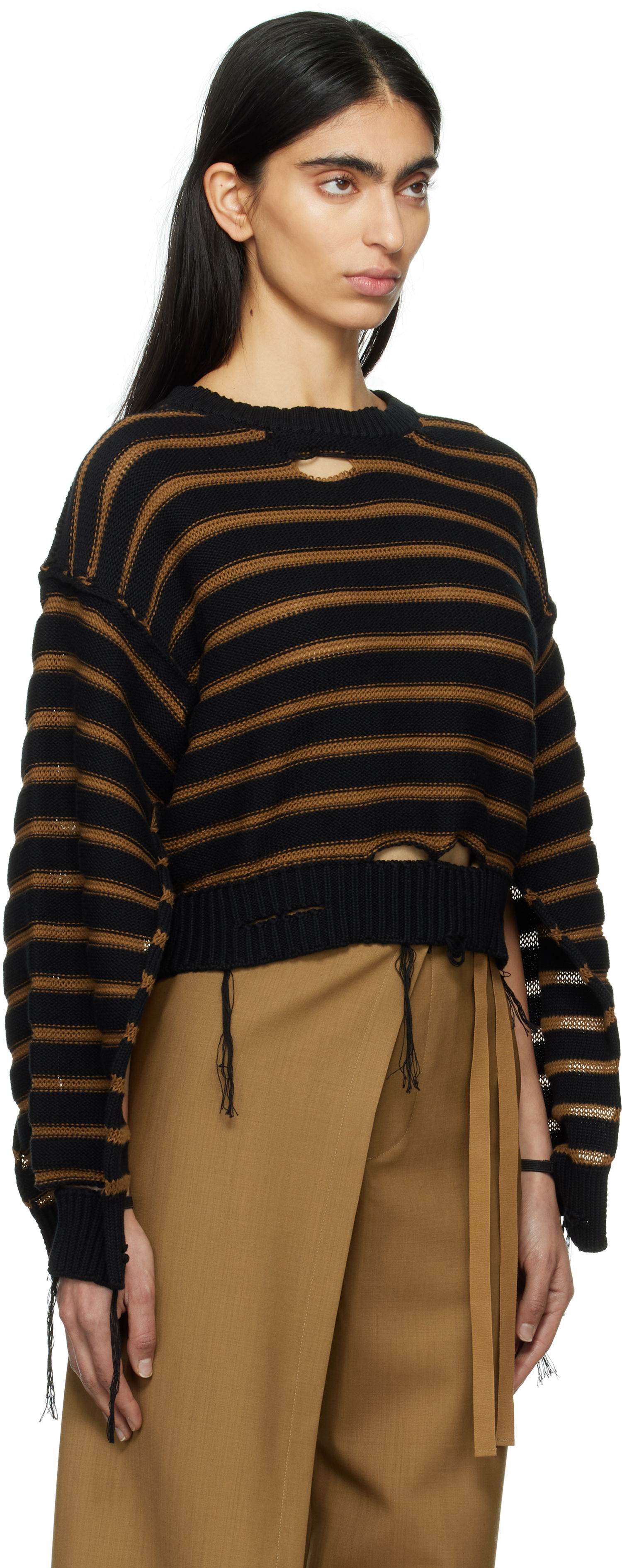 Sveter Maison Margiela MM6 Maison Margiela Striped Distressed Crewneck Sweater Rôznofarebný | S52HL0042 M13080, 1
