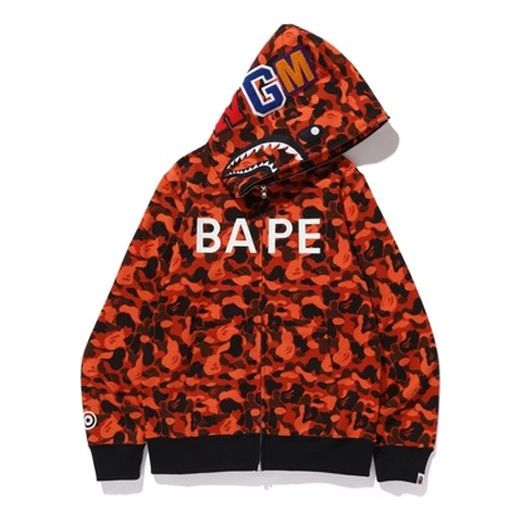 Mikina BAPE Bathing Ape x XO Shark Camo Full Zip Hoodie Oranžová | 1F73-115-925, 0