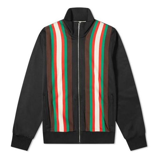 Bomber bunda Gucci Vintage Striped Knit Zip-Up Jacket Čierna | 615731-XJCFQ-1060