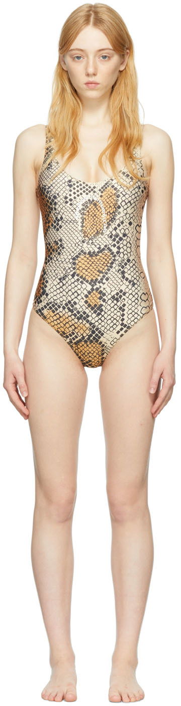 Plavky Stockholm (Surfboard) Club Snake Print One Piece Swimsuit Hnedá | ANN, 0