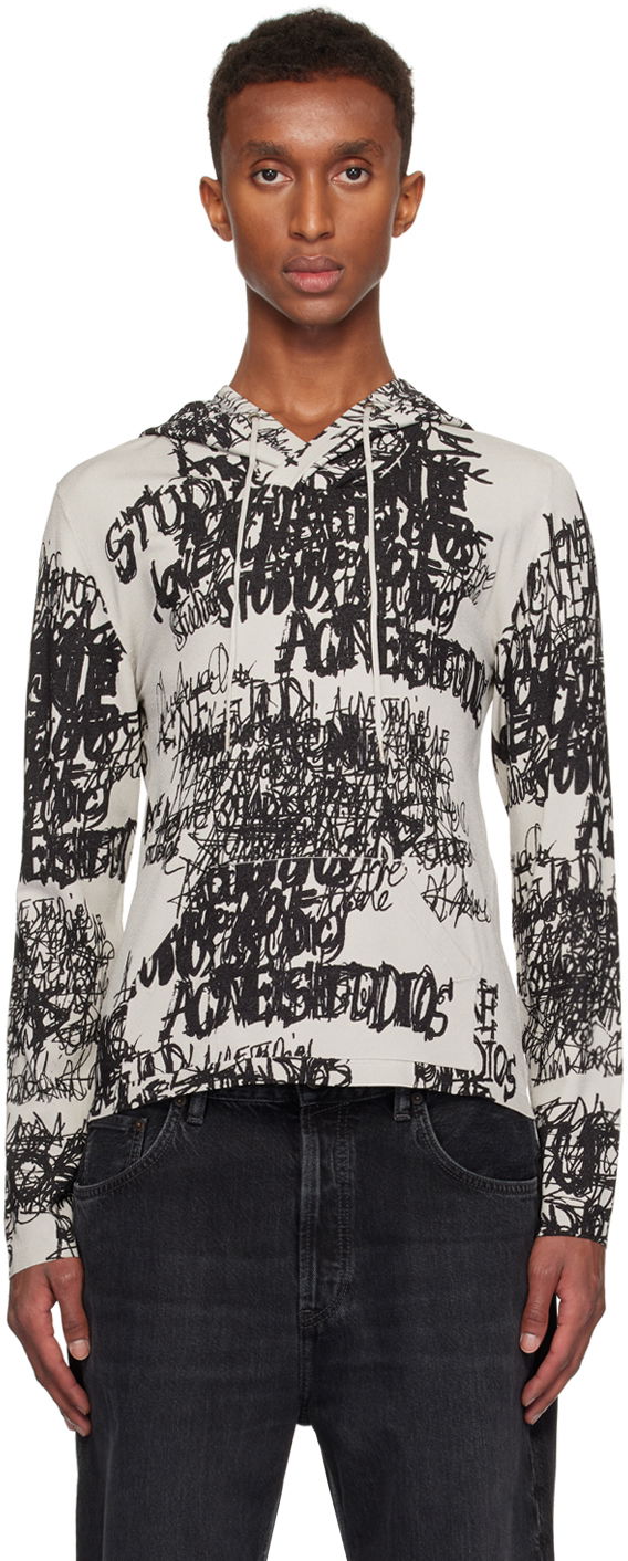Sveter Acne Studios Acne Studios Printed Hoodie Šedá | B60336-, 0