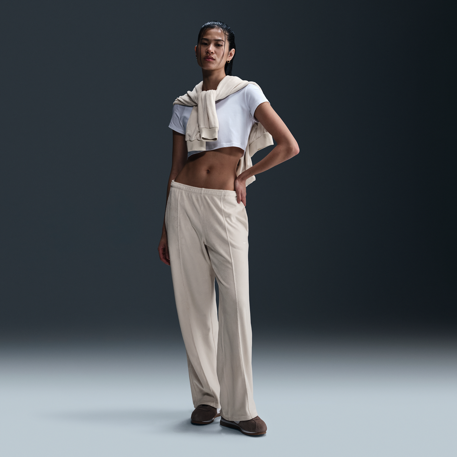 Tepláky Nike Nike Sportswear Chill Knit Mid-Rise Velvet Pants Béžová | HJ0922-104, 0