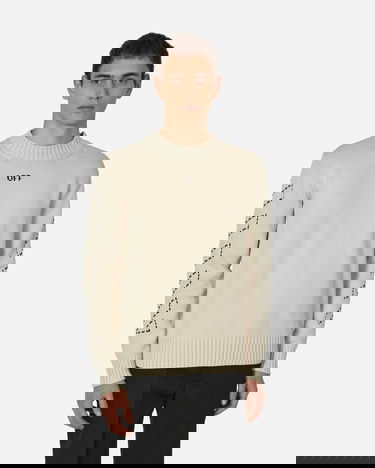 Sveter Off-White Stitch Arrows Diags Knit Sweater Beige Béžová | OMHE172F23KNI001 6110, 1