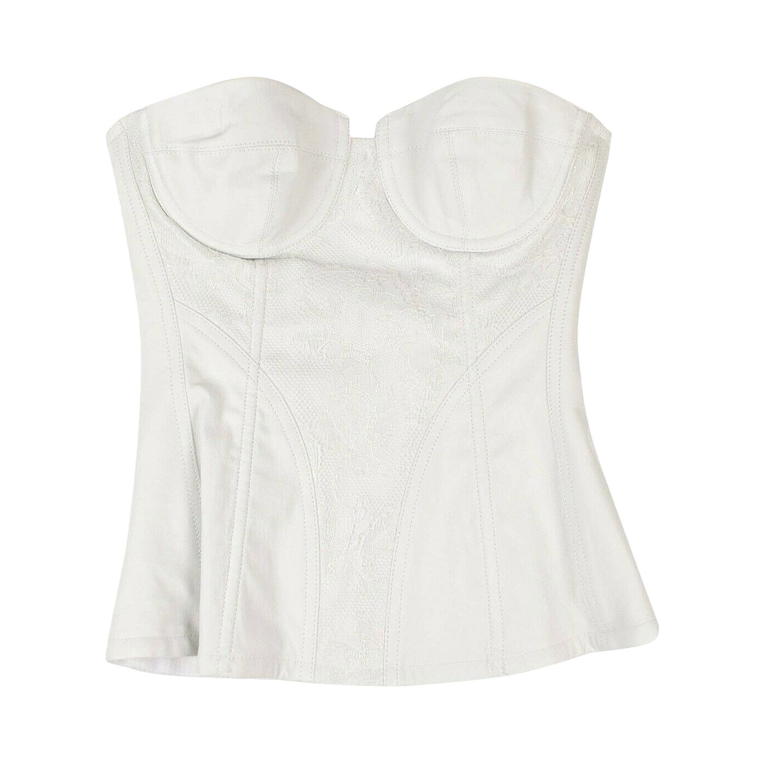Body AMIRI Leather And Lace Corset Top Biela | WTCOR LTHWHT WHIT, 1