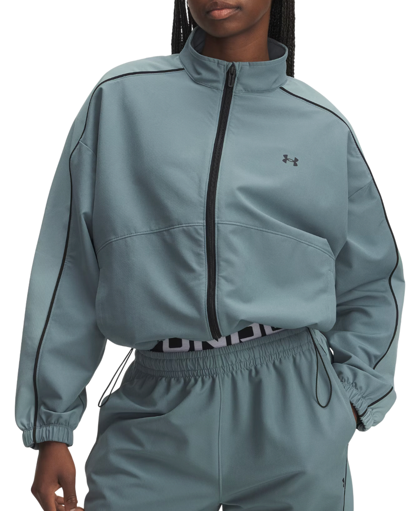 Vetrovka Under Armour Rival Swoven Full-Zip Track Jacket with Contrast Piping Tyrkysová | 6003715-587