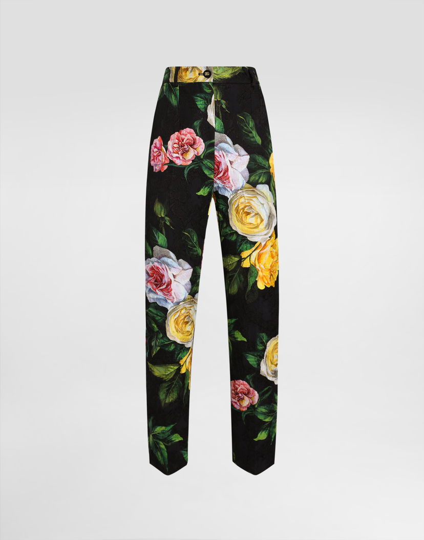 Nohavice Dolce & Gabbana Dolce & Gabbana Brocade Tailored Pants with Rose and Peony Print Rôznofarebný | FTAM2TFS9AHHN5IY