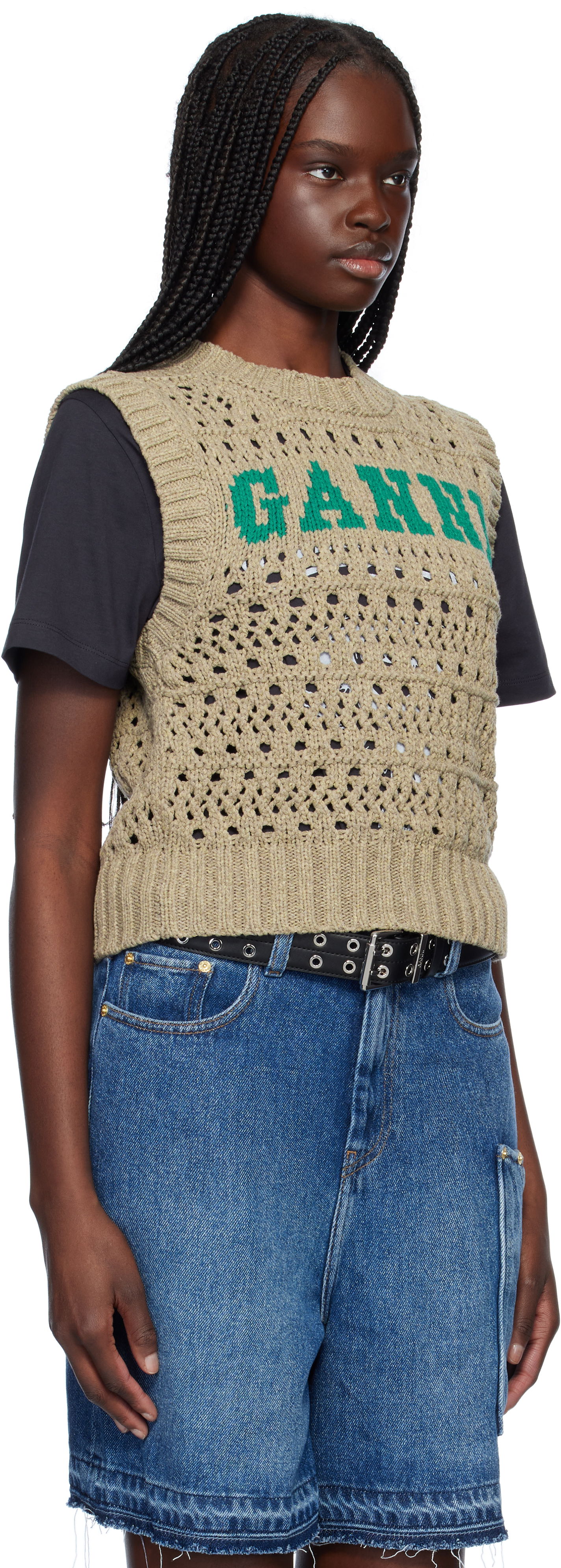 Sveter GANNI GANNI Knit Vest Béžová | K2428, 1