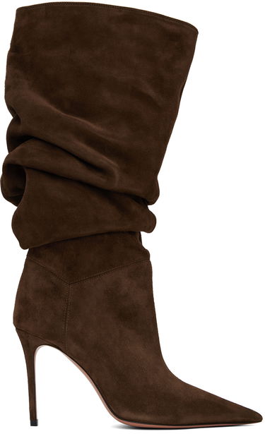 Oblečenie Amina Muaddi Amina Muaddi Jahleel Suede Slouch Boots Hnedá | JAHLEEL BOOTIE ST SUEDE, 0