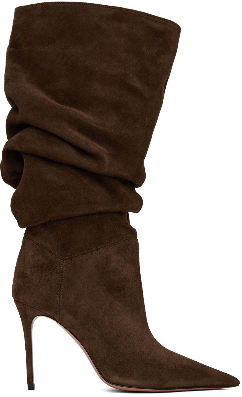 Oblečenie Amina Muaddi Amina Muaddi Jahleel Suede Slouch Boots Hnedá | JAHLEEL BOOTIE ST SUEDE