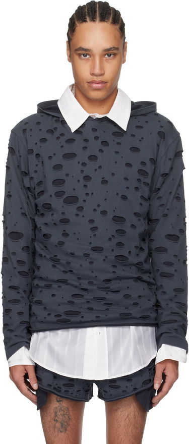 Mikina Acne Studios Acne Studios Layered Knitted Hoodie Navy | BL0407-, 0