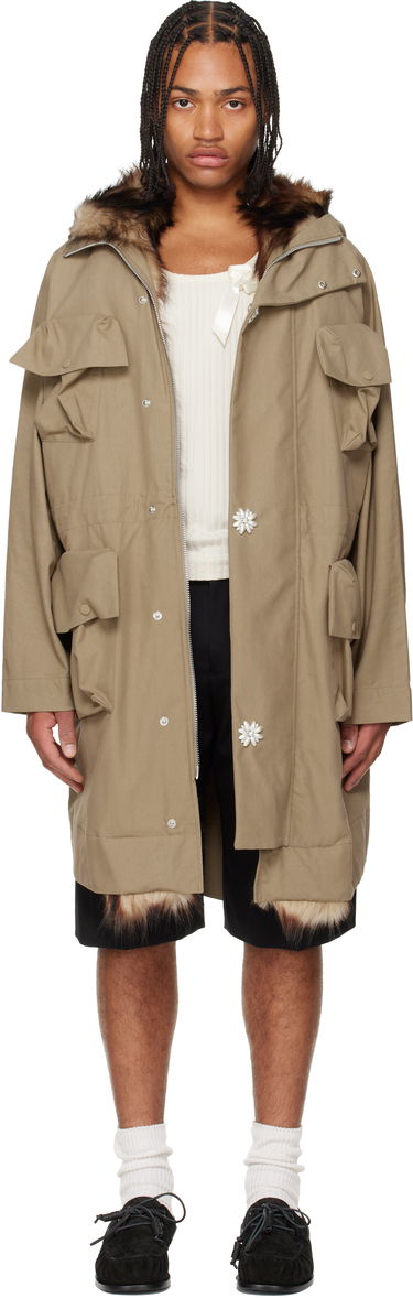 Parka Simone Rocha Simone Rocha Multi Pocket Faux Fur Lined Parka Coat Béžová | 2078B 1267, 0