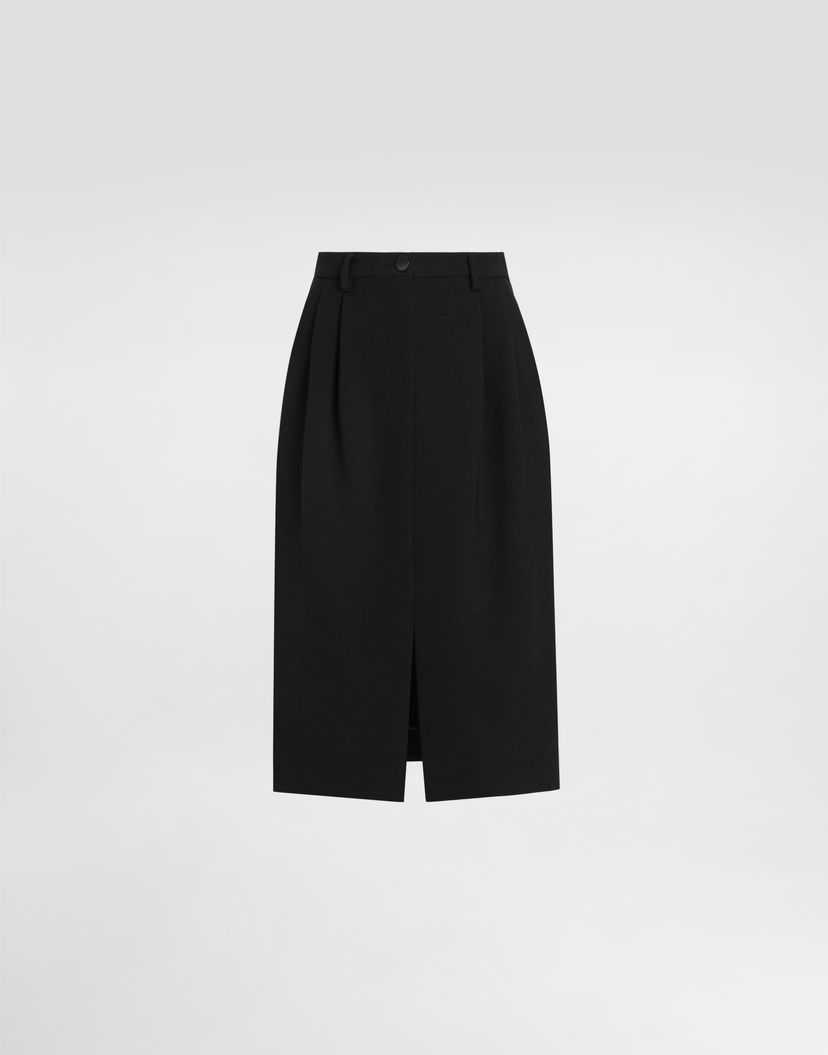 Sukňa Dolce & Gabbana Dolce & Gabbana Double Wool Crepe Midi Skirt Čierna | F4CO8TFU2L8N0000