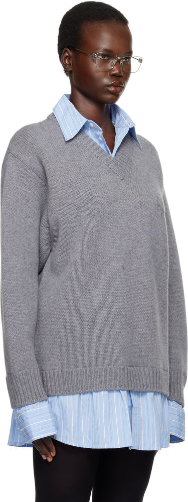 Sveter Balenciaga Layered Shirt V-Neck Sweater Šedá | 809510 T1712, 1