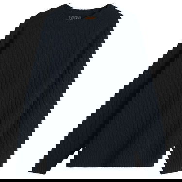 Sveter BEAMS Beams Plus Cable Knit Crew Neck Jumper Navy | 3815-0198-048-79, 0