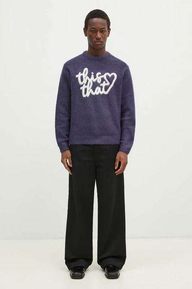 Sveter thisisneverthat thisisneverthat Heart Logo Knit Sweater Fialová | TN243KKNPK11, 4