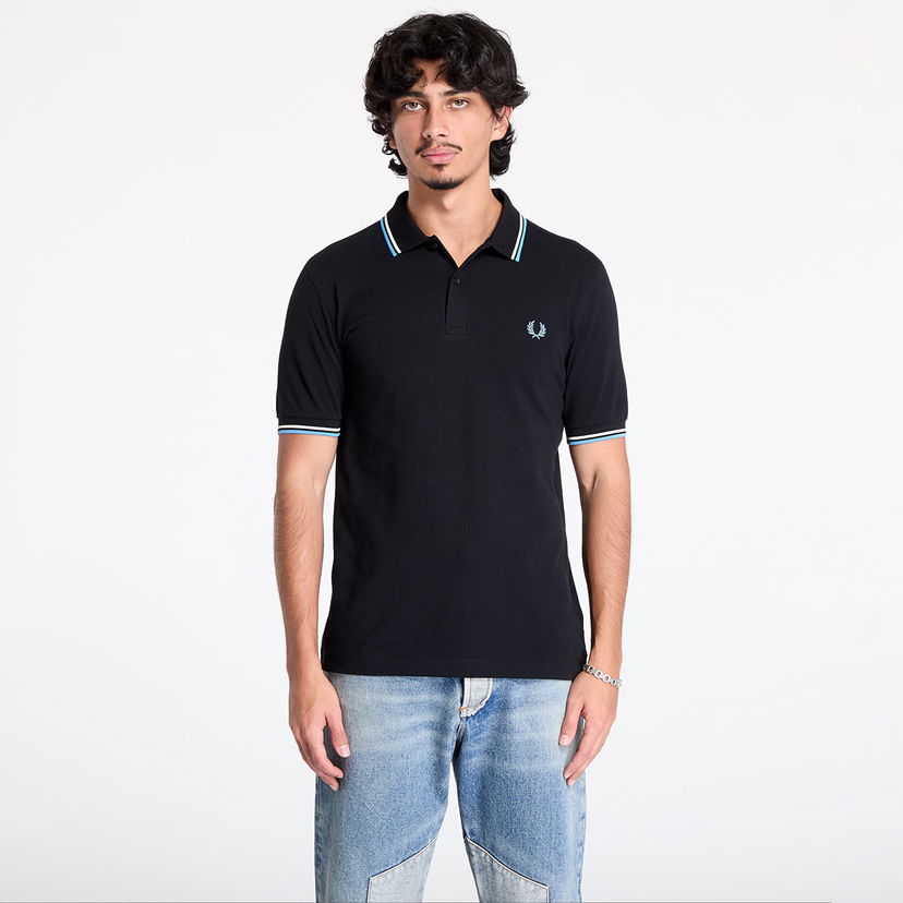 Tričko Fred Perry T-shirt The Twin Tipped Shirt Black/ Ecru/ Soft blue M Čierna | M3600 X05