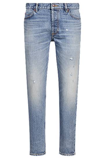 Džínsy BOSS Tapered-Fit Rigid Denim Jeans Modrá | 50537711, 0