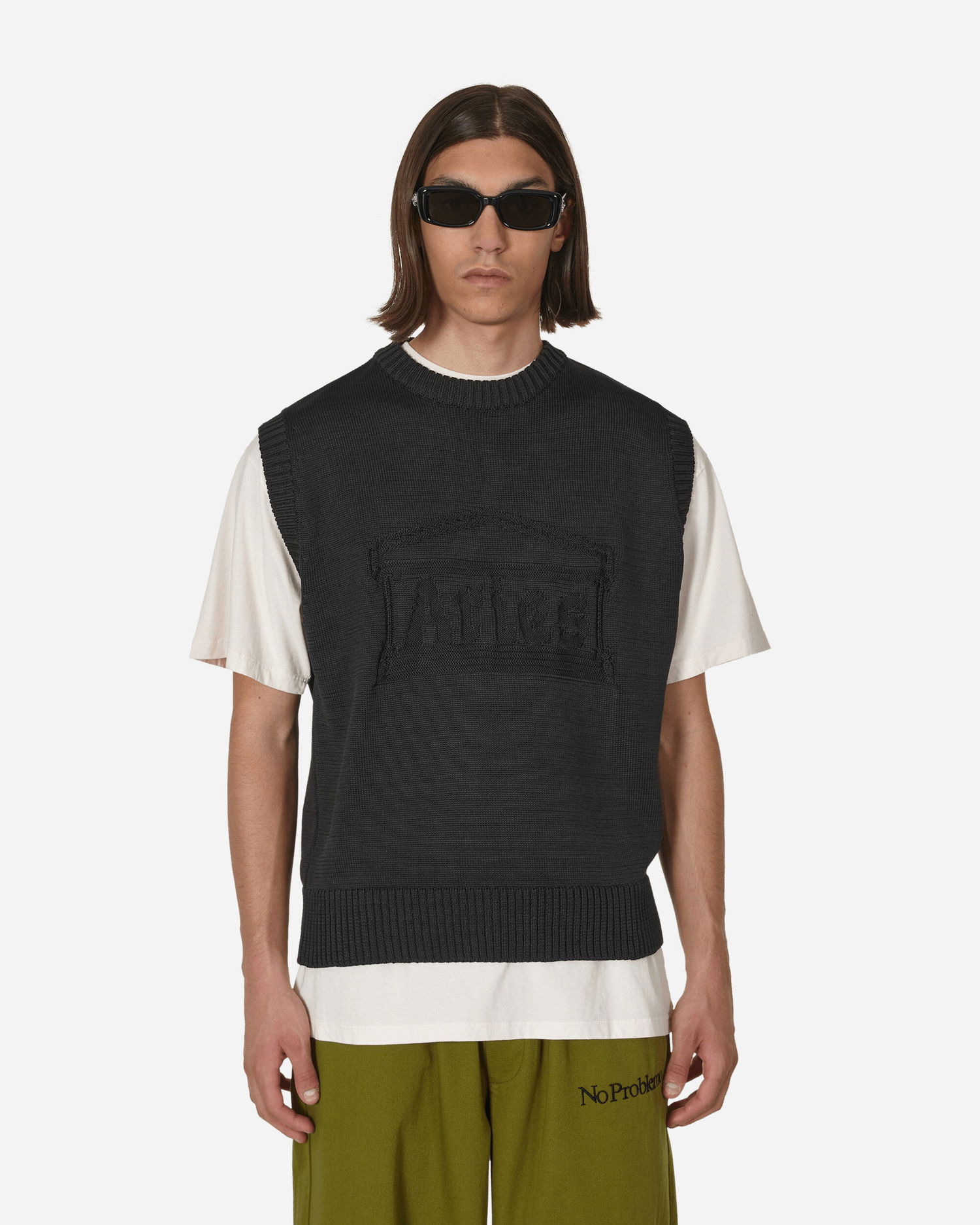 Sveter Aries Recycled Reverse Knit Temple Sweater Vest Čierna | CTAR40024 BLK, 0