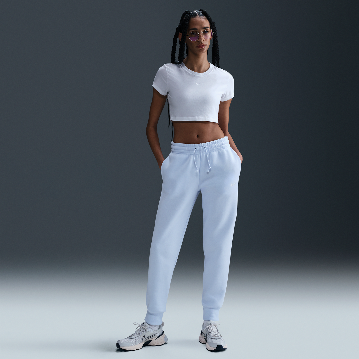 Tepláky Nike Sportswear Phoenix Fleece Mid-Rise Joggers Modrá | FZ7626-423, 0
