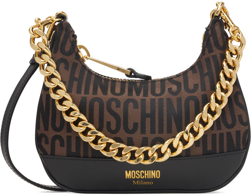 Ľadvinka Moschino Brown & Black Jacquard Logo Bag Čierna | 2426M7414 8268 1103