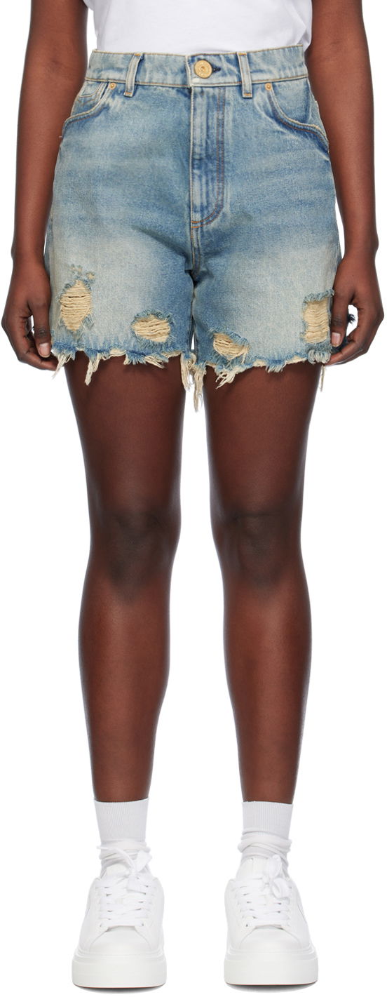 Šortky Balmain Vintage Denim Shorts Modrá | CF1MA120DE04, 0