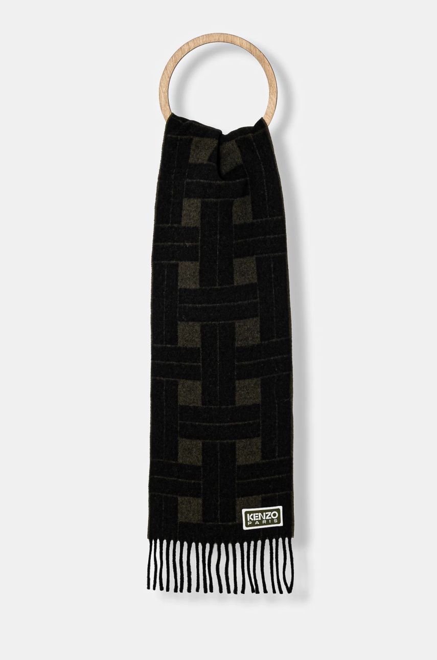 Šál KENZO Reversible Wool Scarf with Geometric Pattern Čierna | FE68EU014JEC.51, 0