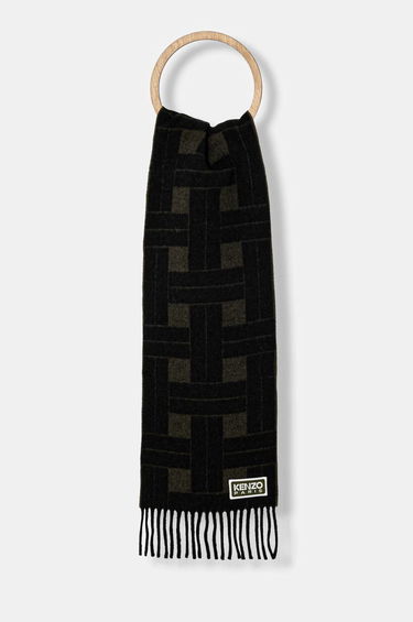 Šál KENZO Reversible Wool Scarf with Geometric Pattern Čierna | FE68EU014JEC.51, 0