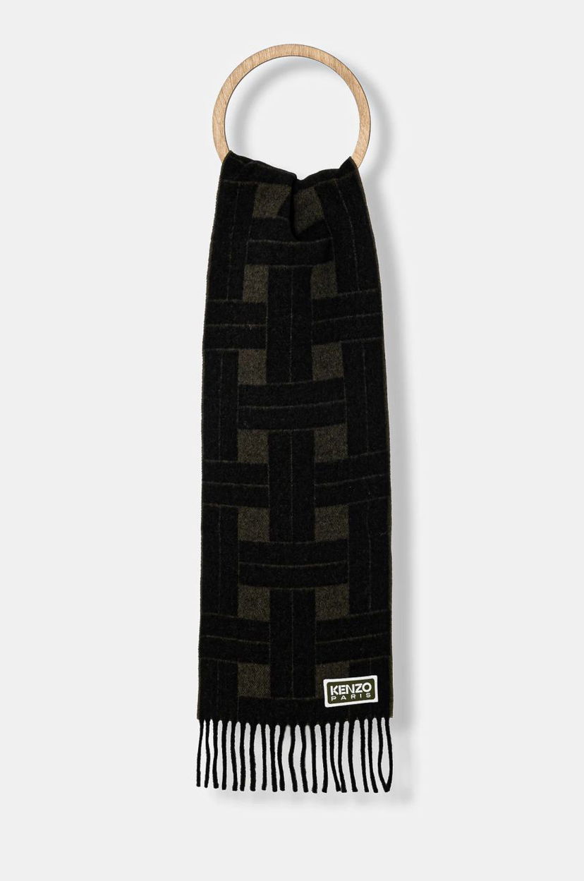 Šál KENZO Reversible Wool Scarf with Geometric Pattern Čierna | FE68EU014JEC.51