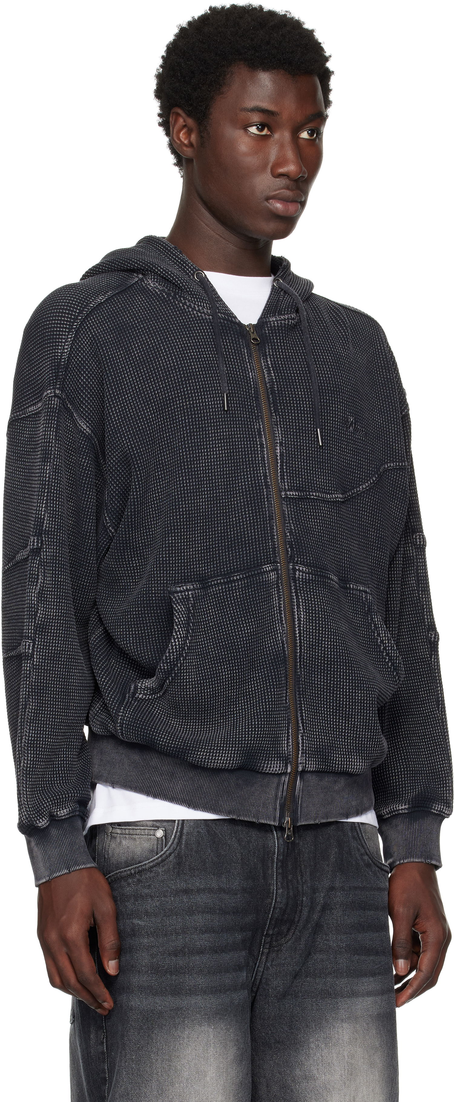Mikina Dime Dime Premium Waffle Zip Hoodie Čierna | DIMESU258BLK, 1