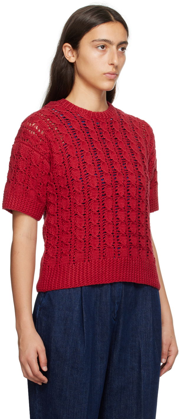 Sveter YMC YMC Rosemary Short Sleeve Knit Sweater Červená | Q8UMC, 1