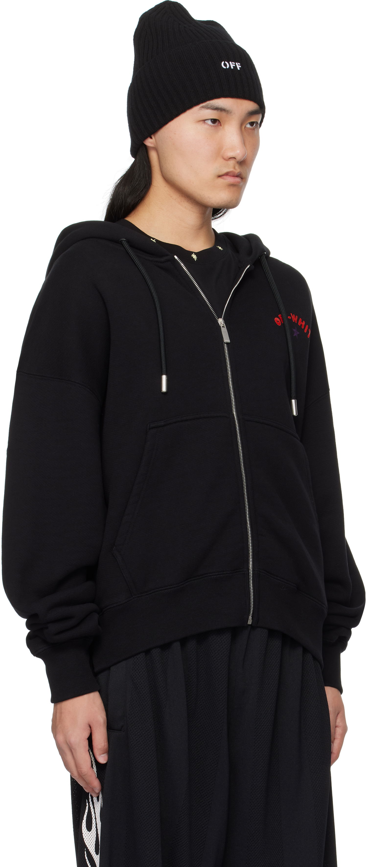 Mikina Off-White Star Arrow Zip Hoodie Čierna | OMBE015S25FLE0021001, 1