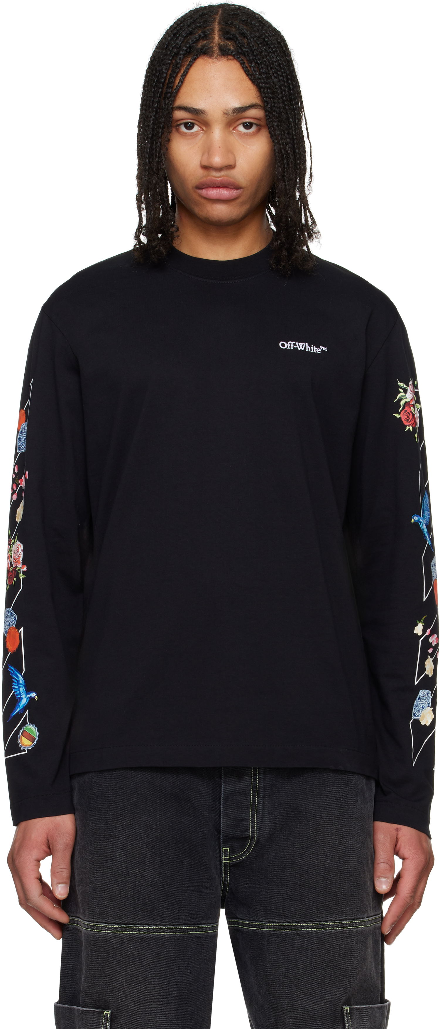 Tričko Off-White Off-White Fresco Diag Long Sleeve T-Shirt Čierna | OMAB086S25JER0011001, 0