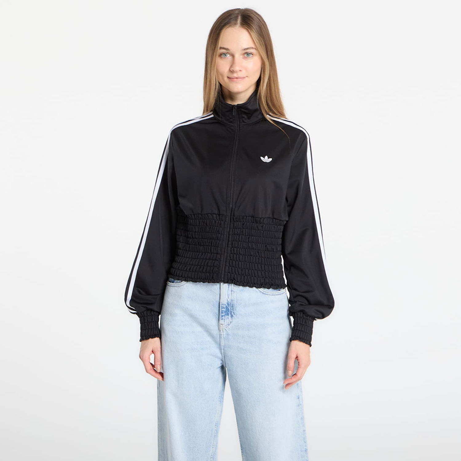 Bunda adidas Originals Smocked Fb Tt Full-Zip Track Jacket with 3-Stripes Čierna | KD0303, 0