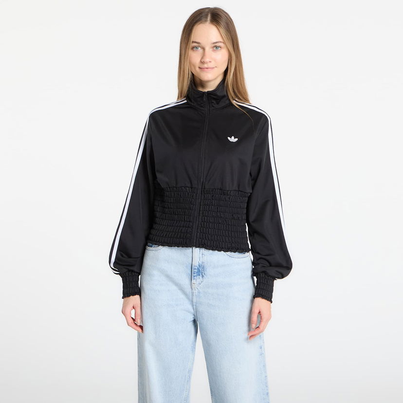 Bunda adidas Originals Smocked Fb Tt Full-Zip Track Jacket with 3-Stripes Čierna | KD0303