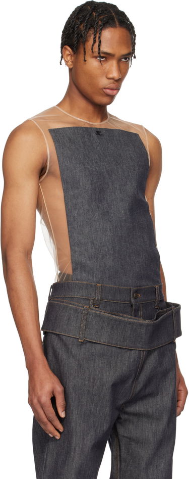 Tielko Courrèges Courrèges Illusion Square Denim Tank Top Béžová | 125JDE092DE0035, 1