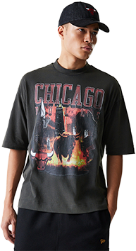 Tričko New Era NBA Washed Graphic Chicago Bulls T-Shirt Šedá | 60684355-20, 0