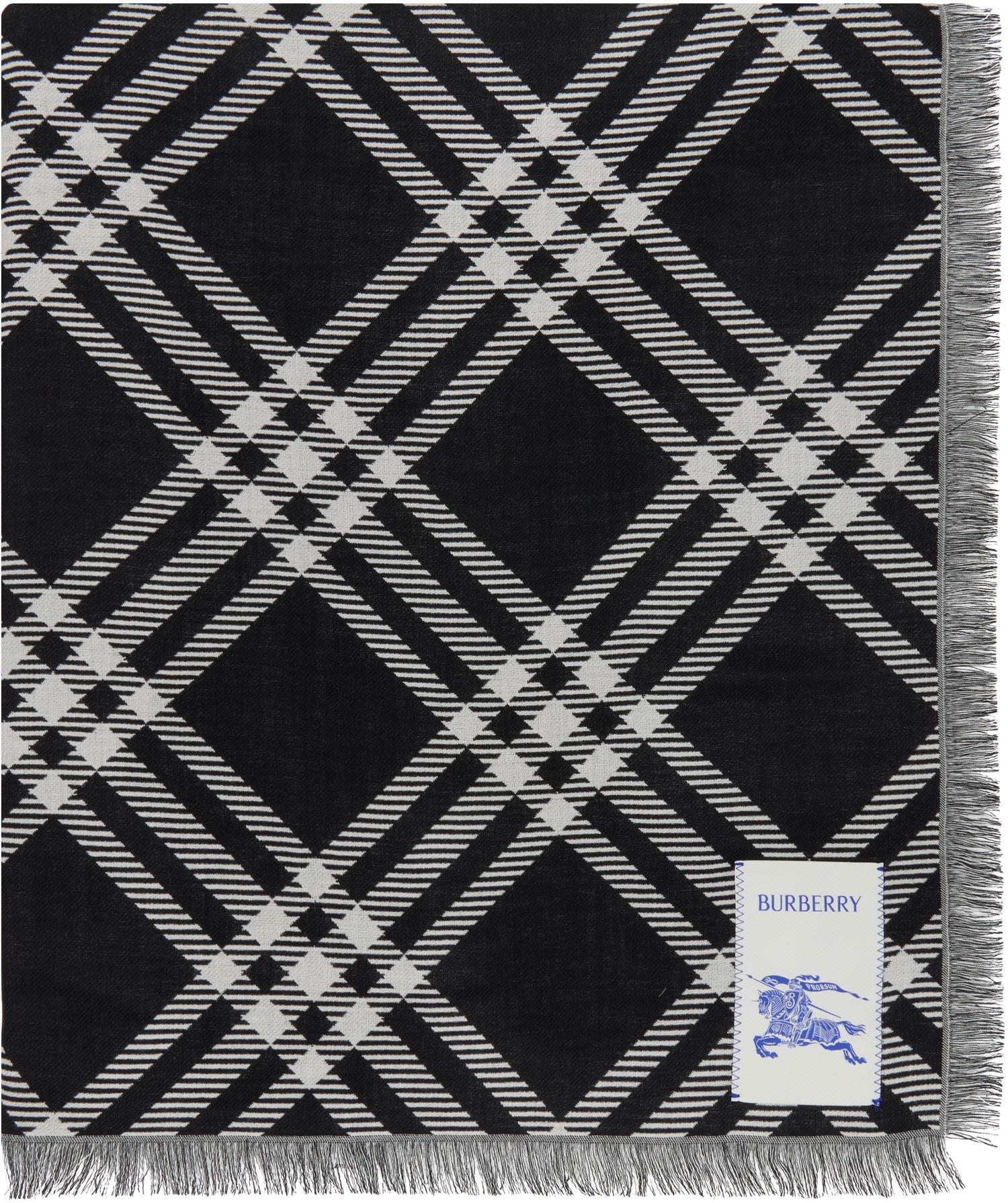 Šál Burberry Burberry Wide Check Wool Silk Scarf Čierna | 8110162, 0