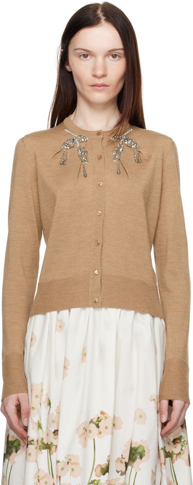 Sveter Erdem Erdem Cropped Embellished Cardigan Hnedá | PS25_KT9_CADWK, 0