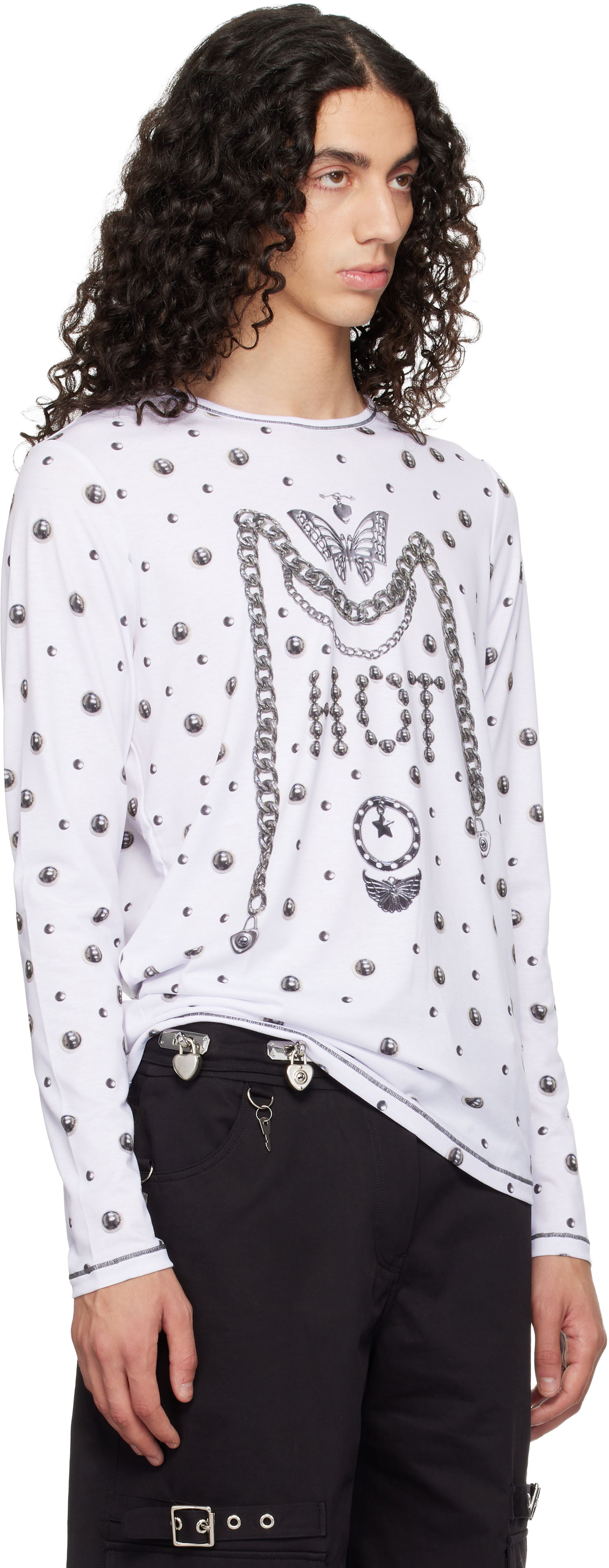 Tričko Chopova Lowena Hot Graphic Fitted Jersey Long Sleeve T-shirt Biela | 2407M, 1