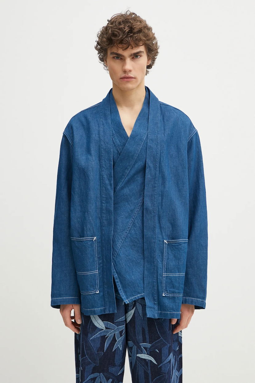 Bunda KENZO Kenzo Denim Linen Blend Jacket Modrá | FF55DV1436T1.DM