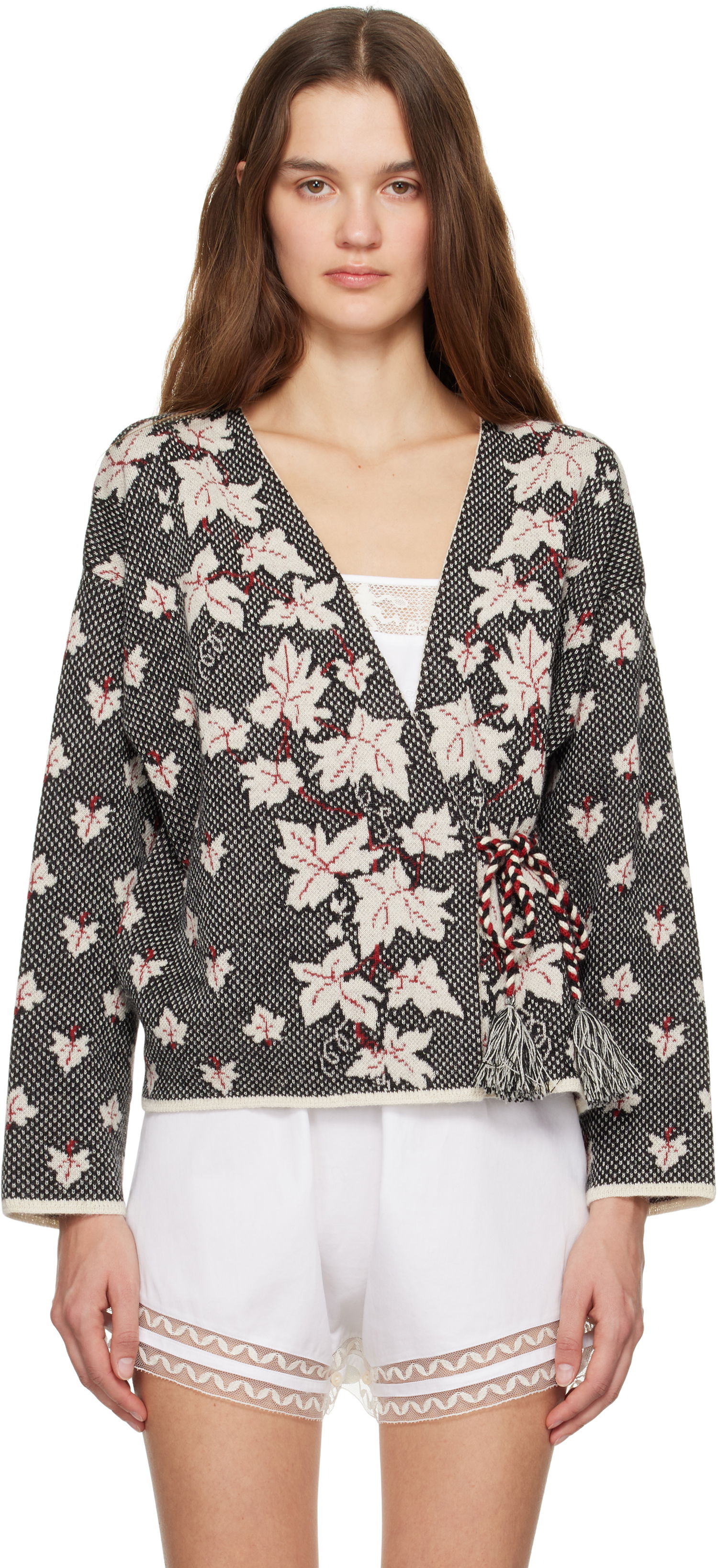 Sveter Bode Maple Jacquard Cardigan Čierna | WRF24KT008, 0