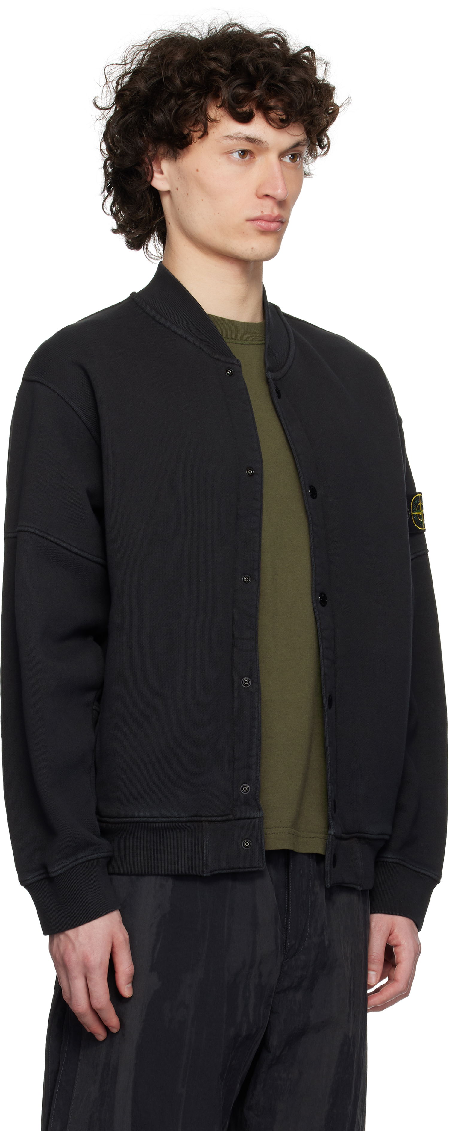 Bomber bunda Stone Island Stone Island Diagonal Fleece Old Effect Bomber Jacket Čierna | K1S15 6100034 S0045, 1