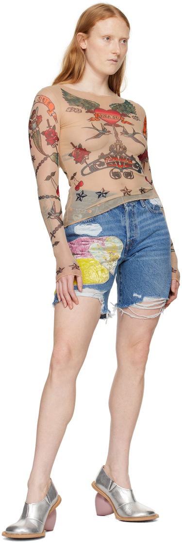 Tričko Anna Sui Anna Sui Tattoo Mesh Long Sleeve T-Shirt Béžová | 224P21, 3